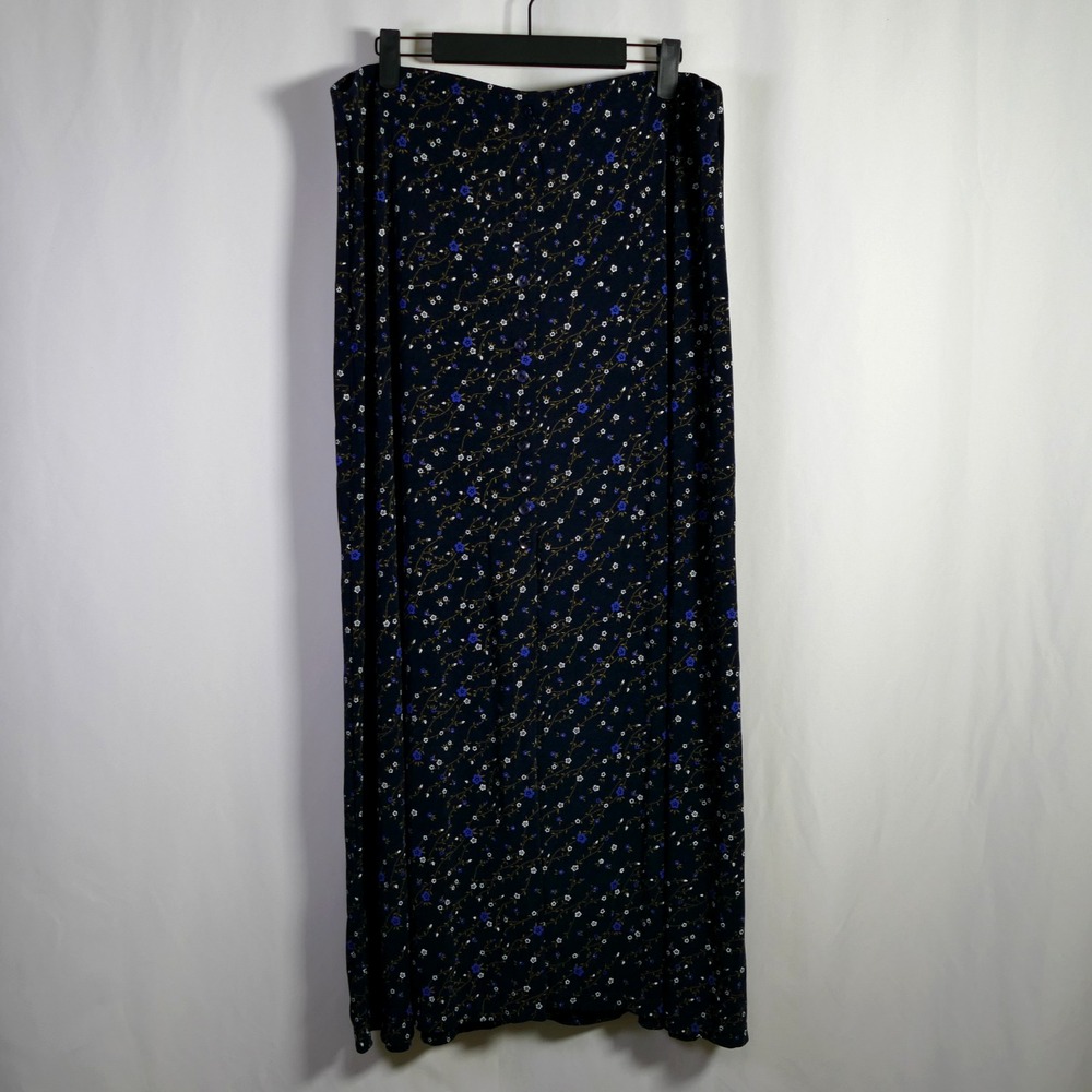 VTG Briggs New York Y2K Whimsigoth Maxi Skirt Size XL Floral Button Fairy Grunge